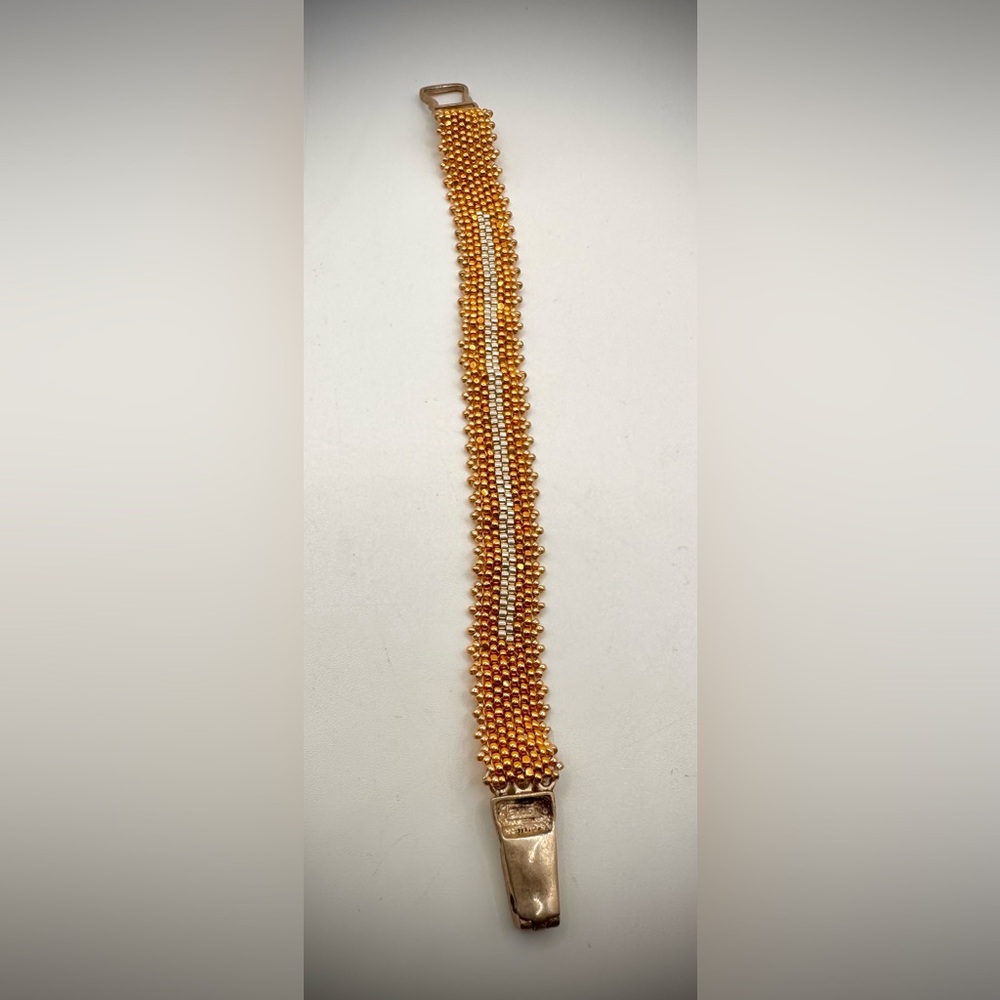 NWOT Elegant Thin Sterling Silver & Gold Bead Bracelet, Excellent Condition - Picture 10 of 13
